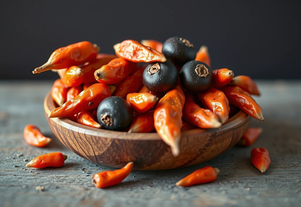Bayas de Goji frescas en un cuenco de madera